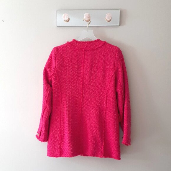 NWT Rachel Zoe fuchsia pink double breasted tweed like blazer, S - Picture 9 of 10